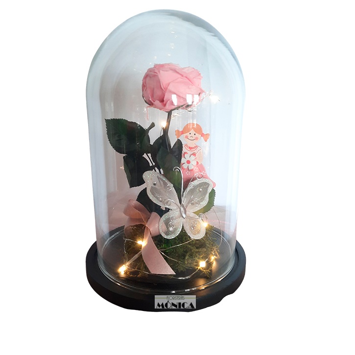 Floristerías Mónica - Cúpula de Cristal Rosa rosa
